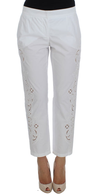 Elegant White Floral Cutout Dress Pants - Luxury for You