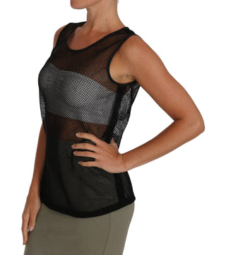 Elegant Black Mesh Sleeveless Blouse Top - Luxury for You