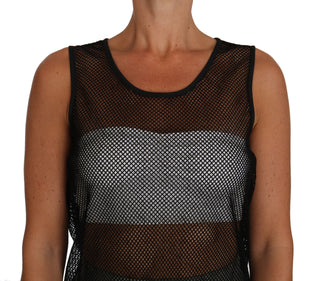 Elegant Black Mesh Sleeveless Blouse Top - Luxury for You