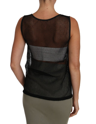 Elegant Black Mesh Sleeveless Blouse Top - Luxury for You