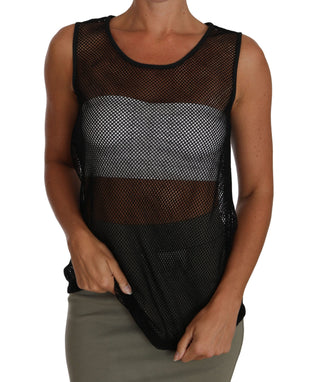 Elegant Black Mesh Sleeveless Blouse Top - Luxury for You