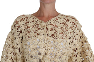 Chic Beige Crochet Raffia Cardigan - Luxury for You