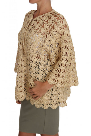 Chic Beige Crochet Raffia Cardigan - Luxury for You