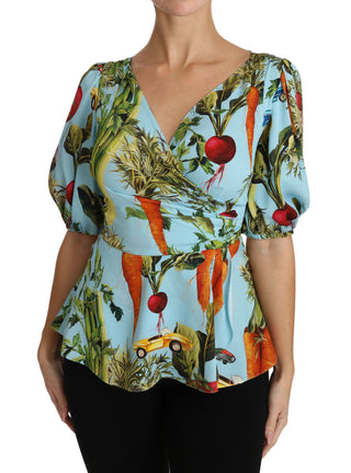 Vegetable Print Silk Top Extravaganza - Luxury for You