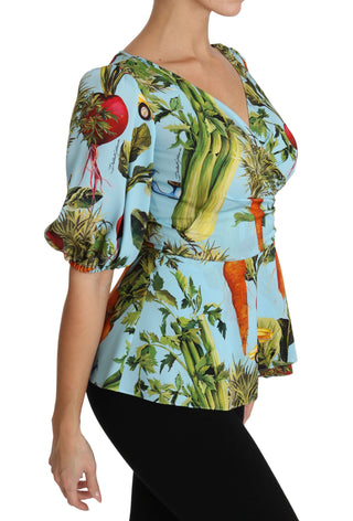 Vegetable Print Silk Top Extravaganza - Luxury for You