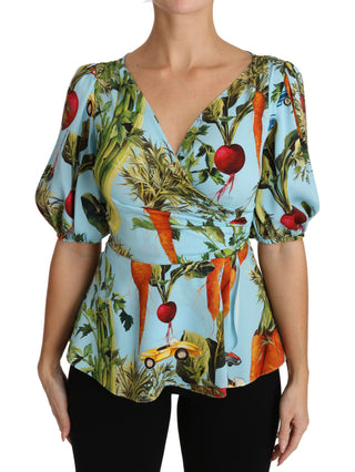 Vegetable Print Silk Top Extravaganza - Luxury for You