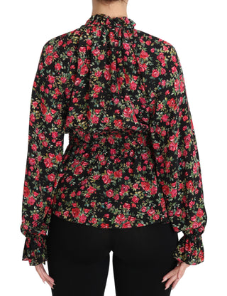 Elegant Black Floral Silk Shirt - Luxury for You