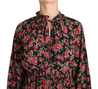 Elegant Black Floral Silk Shirt - Luxury for You