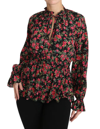 Elegant Black Floral Silk Shirt - Luxury for You