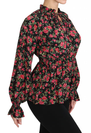 Elegant Black Floral Silk Shirt - Luxury for You