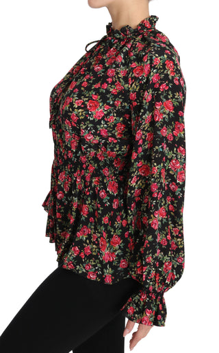 Elegant Black Floral Silk Shirt - Luxury for You