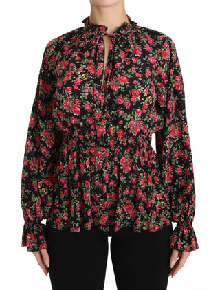 Elegant Black Floral Silk Shirt - Luxury for You