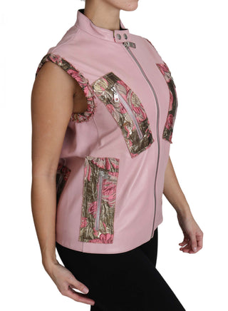 Stunning Pink Sleeveless Leather Vest - Luxury for You