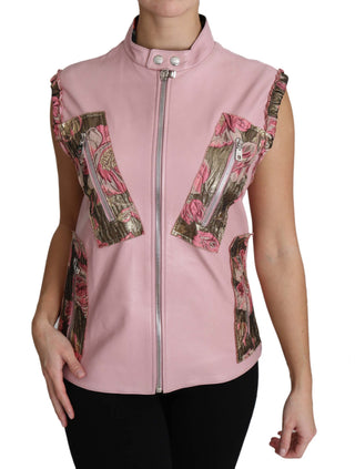 Stunning Pink Sleeveless Leather Vest - Luxury for You