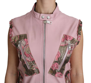 Stunning Pink Sleeveless Leather Vest - Luxury for You