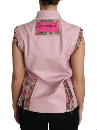 Stunning Pink Sleeveless Leather Vest - Luxury for You