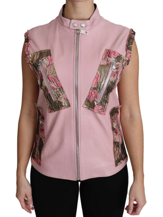 Stunning Pink Sleeveless Leather Vest - Luxury for You