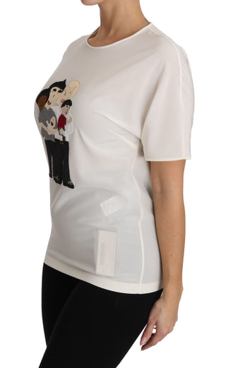 Elegant Silk Crewneck Blouse With Applique - Luxury for You