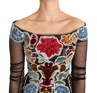 Elegant Floral Applique Long Sleeve Top - Luxury for You