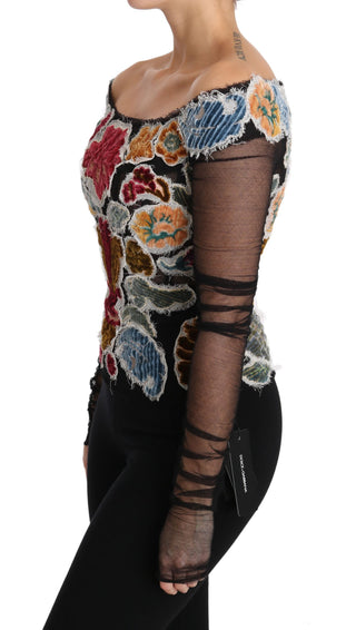 Elegant Floral Applique Long Sleeve Top - Luxury for You