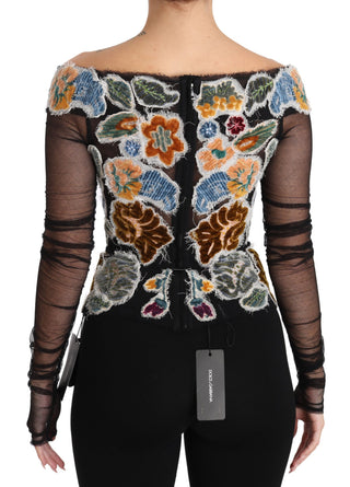 Elegant Floral Applique Long Sleeve Top - Luxury for You