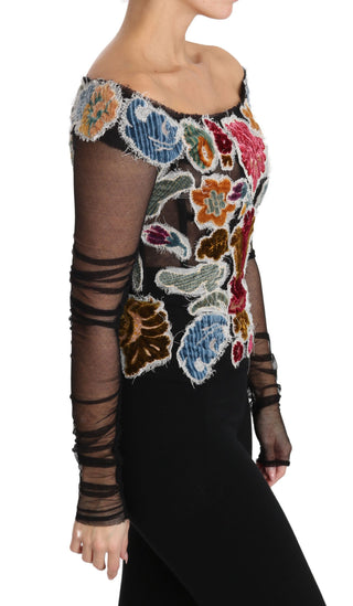 Elegant Floral Applique Long Sleeve Top - Luxury for You