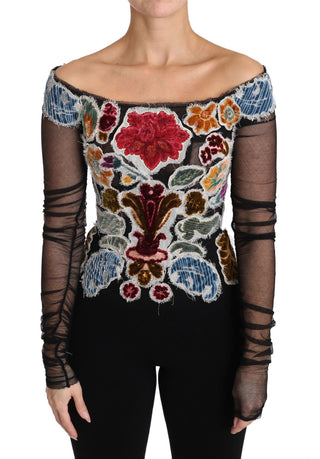 Elegant Floral Applique Long Sleeve Top - Luxury for You