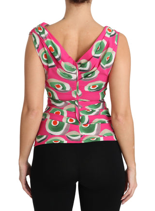 Sicilian Cake Print Sleeveless Silk Top - Luxury for You