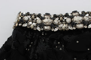 Crystal Sequined Silk High Waist Shorts - Luxury for You