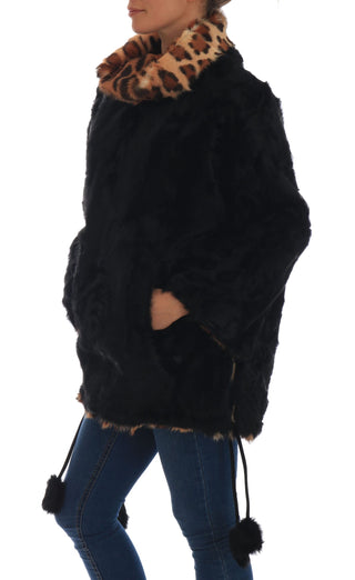 Elegant Black Lamb Fur Short Coat - Luxury for You