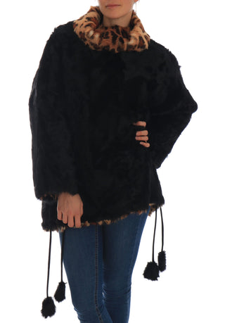 Elegant Black Lamb Fur Short Coat - Luxury for You