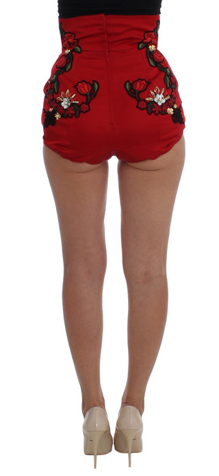 Ravishing Red Silk Embroidered Shorts - Luxury for You