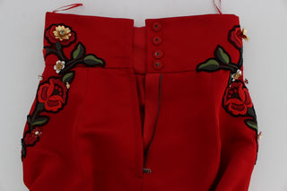 Enchanted Sicilian Rose Embroidered Mini Shorts - Luxury for You