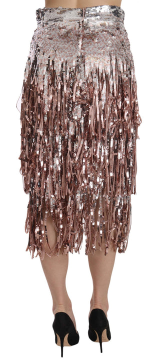 Metallic Sequin Tulle High-waist Midi Skirt - Luxury for You