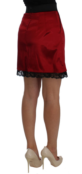 Elegant Red Lace High-waist Skirt - Luxury for You