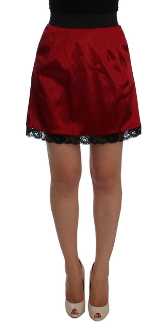 Elegant Red Lace High-waist Skirt - Luxury for You