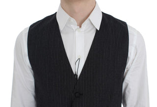 Elegant Gray Striped Wool Vest - Luxury for You