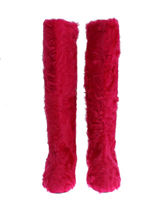 Elegant Pink Lambskin Fur Boots - Luxury for You