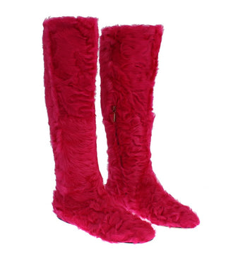 Elegant Pink Lambskin Fur Boots - Luxury for You