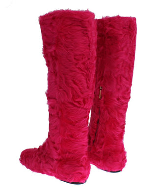 Elegant Pink Lambskin Fur Boots - Luxury for You