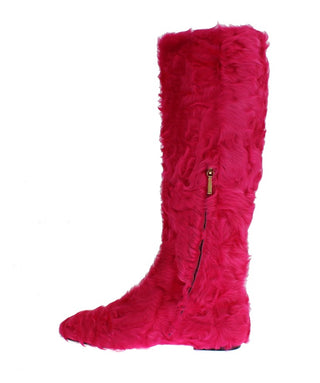 Elegant Pink Lambskin Fur Boots - Luxury for You