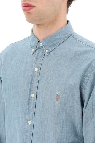 Slim Fit Shirt In Stone-washed Chambray