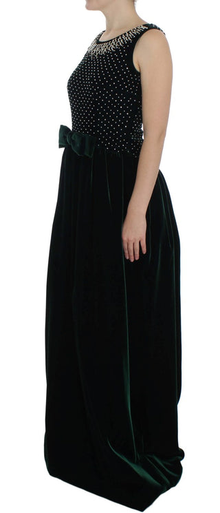 Enchanted Emerald Velvet Crystal Maxi Dress - Luxury for You