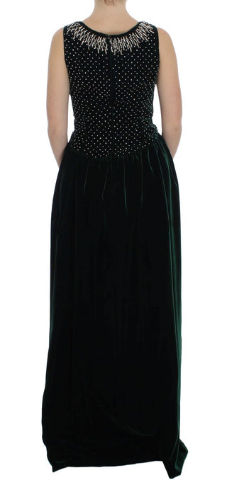 Enchanted Emerald Velvet Crystal Maxi Dress - Luxury for You