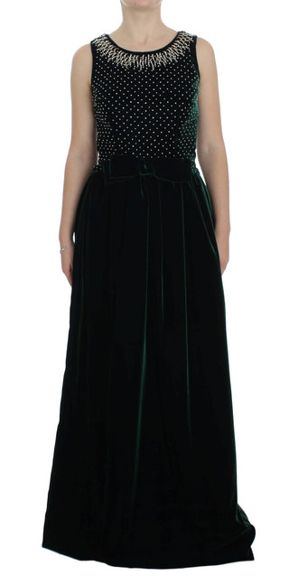 Enchanted Emerald Velvet Crystal Maxi Dress - Luxury for You