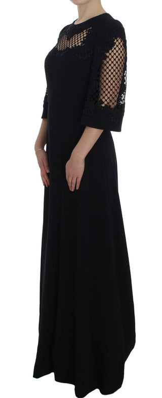 Elegant Black Wool Cutout Maxi Dress - Luxury for You