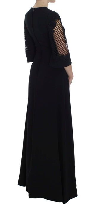 Elegant Black Wool Cutout Maxi Dress - Luxury for You