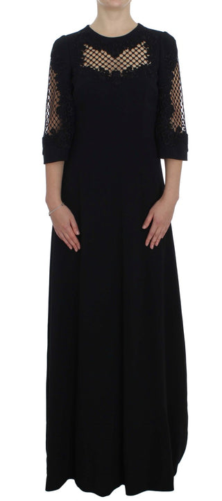 Elegant Black Wool Cutout Maxi Dress - Luxury for You