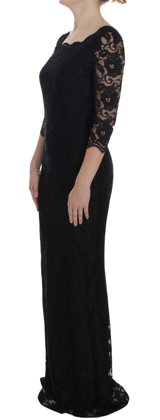 Elegant Black Floral Lace Maxi Dress - Luxury for You