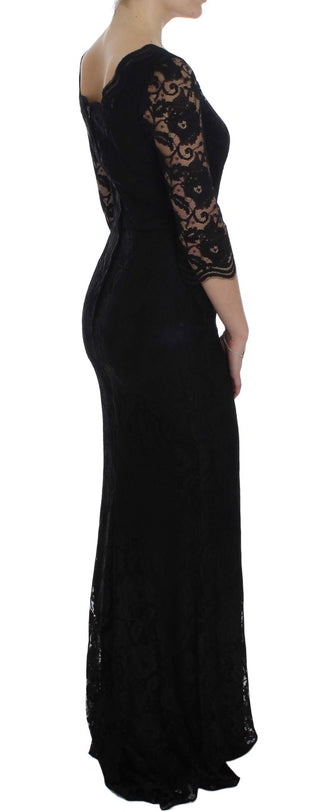 Elegant Black Floral Lace Maxi Dress - Luxury for You